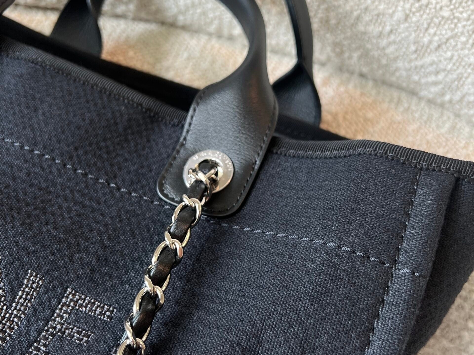 CHANEL Handbag Small Black Deauville Shopping Bag Silver Hardware - Redeluxe