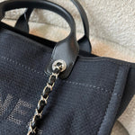 CHANEL Handbag Small Black Deauville Shopping Bag Silver Hardware - Redeluxe