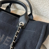 CHANEL Handbag Small Black Deauville Shopping Bag Silver Hardware - Redeluxe
