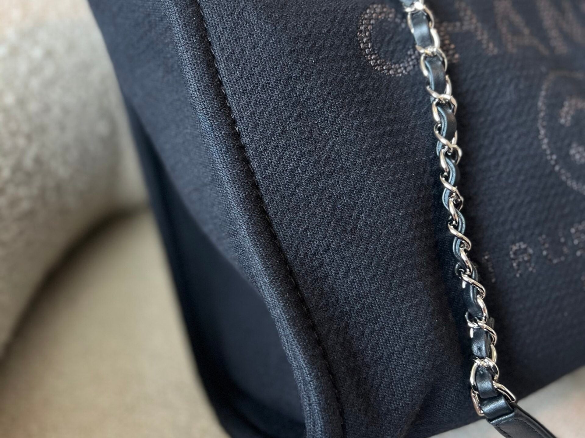 CHANEL Handbag Small Black Deauville Shopping Bag Silver Hardware - Redeluxe