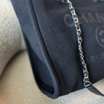 CHANEL Handbag Small Black Deauville Shopping Bag Silver Hardware - Redeluxe