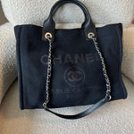 CHANEL Handbag Small Black Deauville Shopping Bag Silver Hardware - Redeluxe