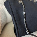 CHANEL Handbag Small Black Deauville Shopping Bag Silver Hardware - Redeluxe