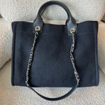 CHANEL Handbag Small Black Deauville Shopping Bag Silver Hardware - Redeluxe