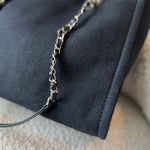 CHANEL Handbag Small Black Deauville Shopping Bag Silver Hardware - Redeluxe