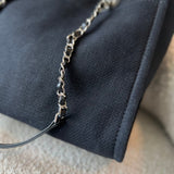 CHANEL Handbag Small Black Deauville Shopping Bag Silver Hardware - Redeluxe
