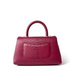 CHANEL Handbag Small / Old Mini Burgundy Python Coco Handle Aged Gold Hardware - Redeluxe