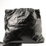 CHANEL Handbag So Black Calfskin Quilted Drawstring 22 Bag medium Black Hardware - Redeluxe