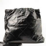 CHANEL Handbag So Black Calfskin Quilted Drawstring 22 Bag medium Black Hardware - Redeluxe