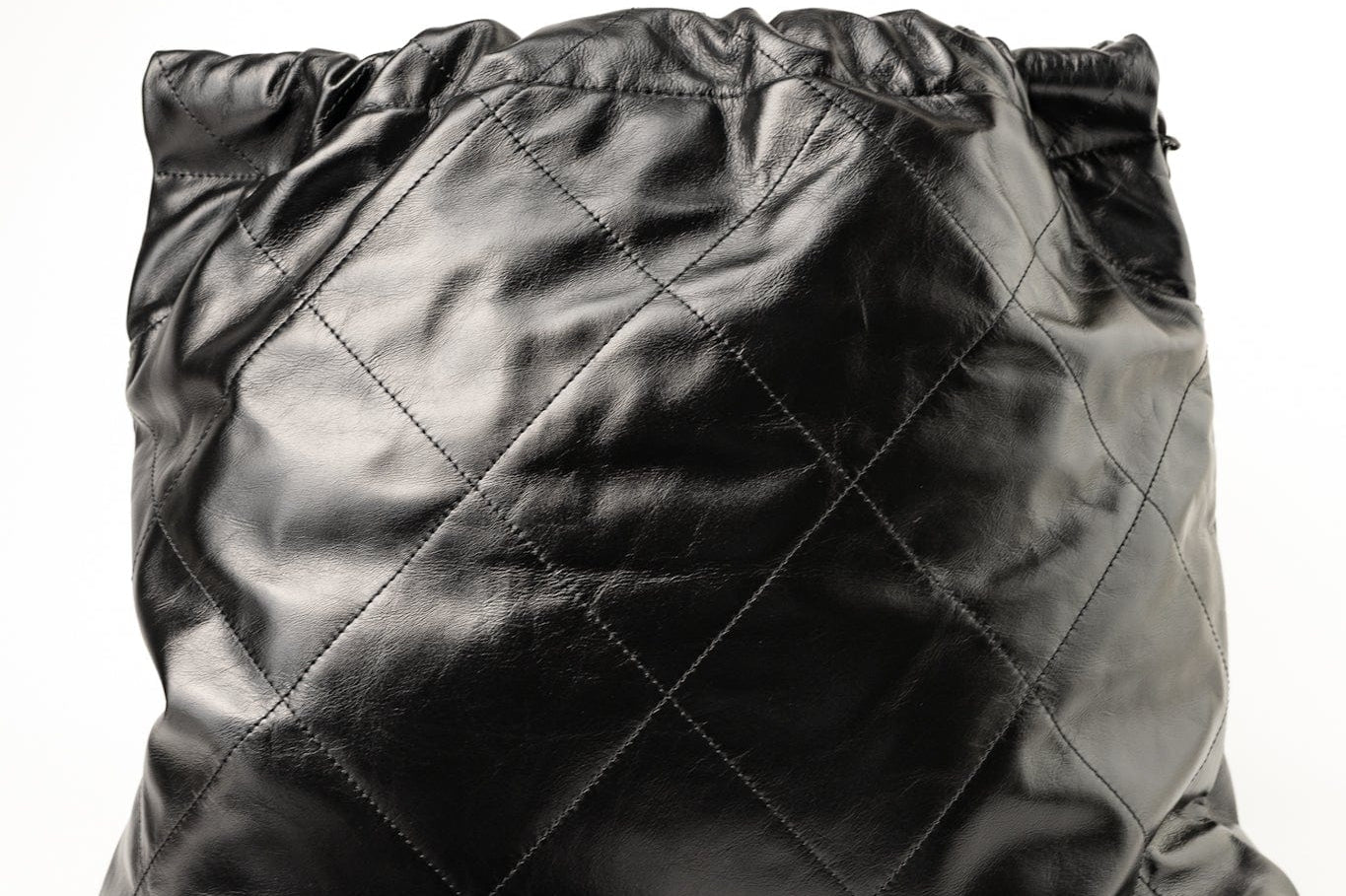 CHANEL Handbag So Black Calfskin Quilted Drawstring 22 Bag medium Black Hardware - Redeluxe
