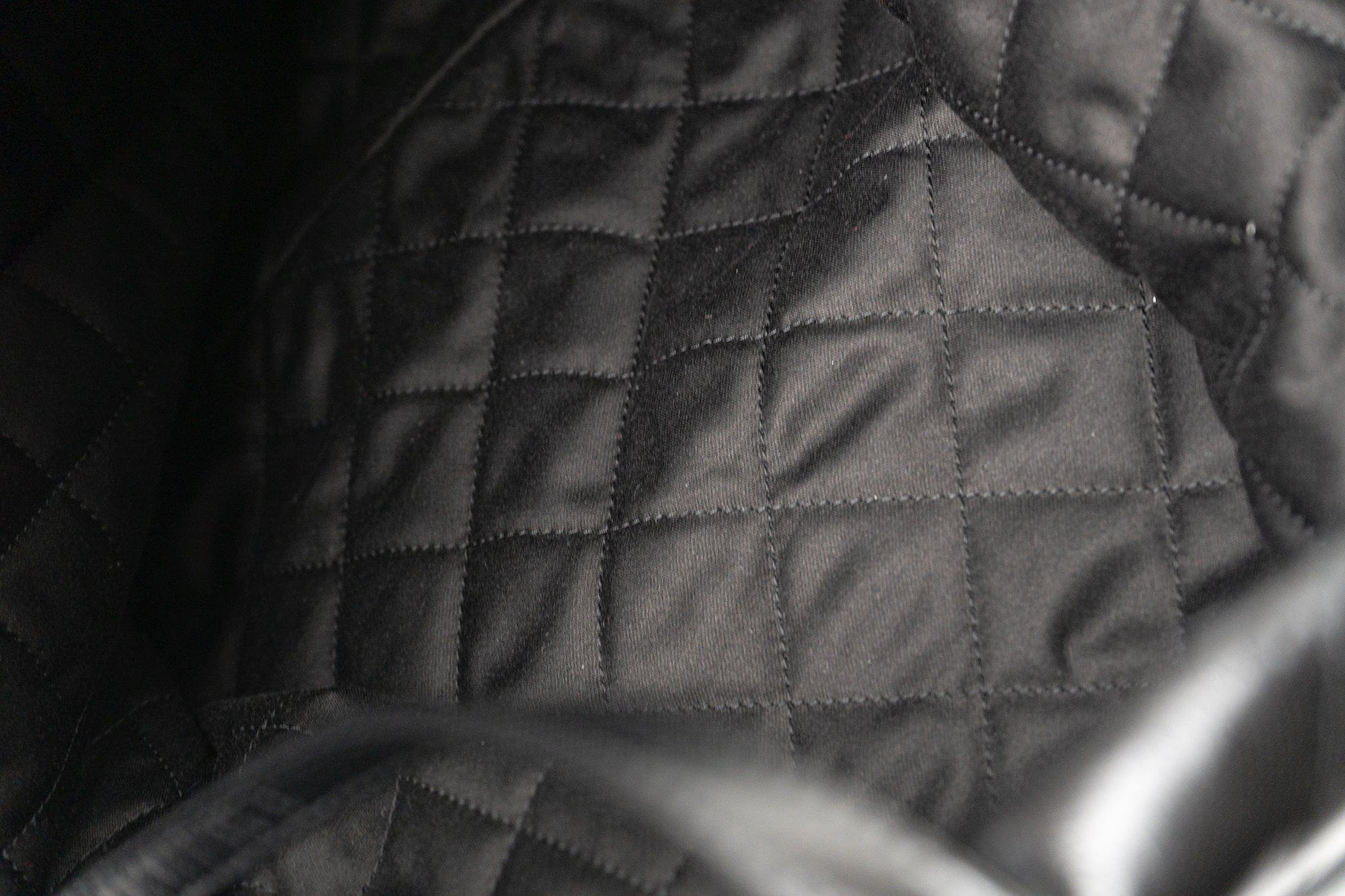 CHANEL Handbag So Black Calfskin Quilted Drawstring 22 Bag medium Black Hardware - Redeluxe