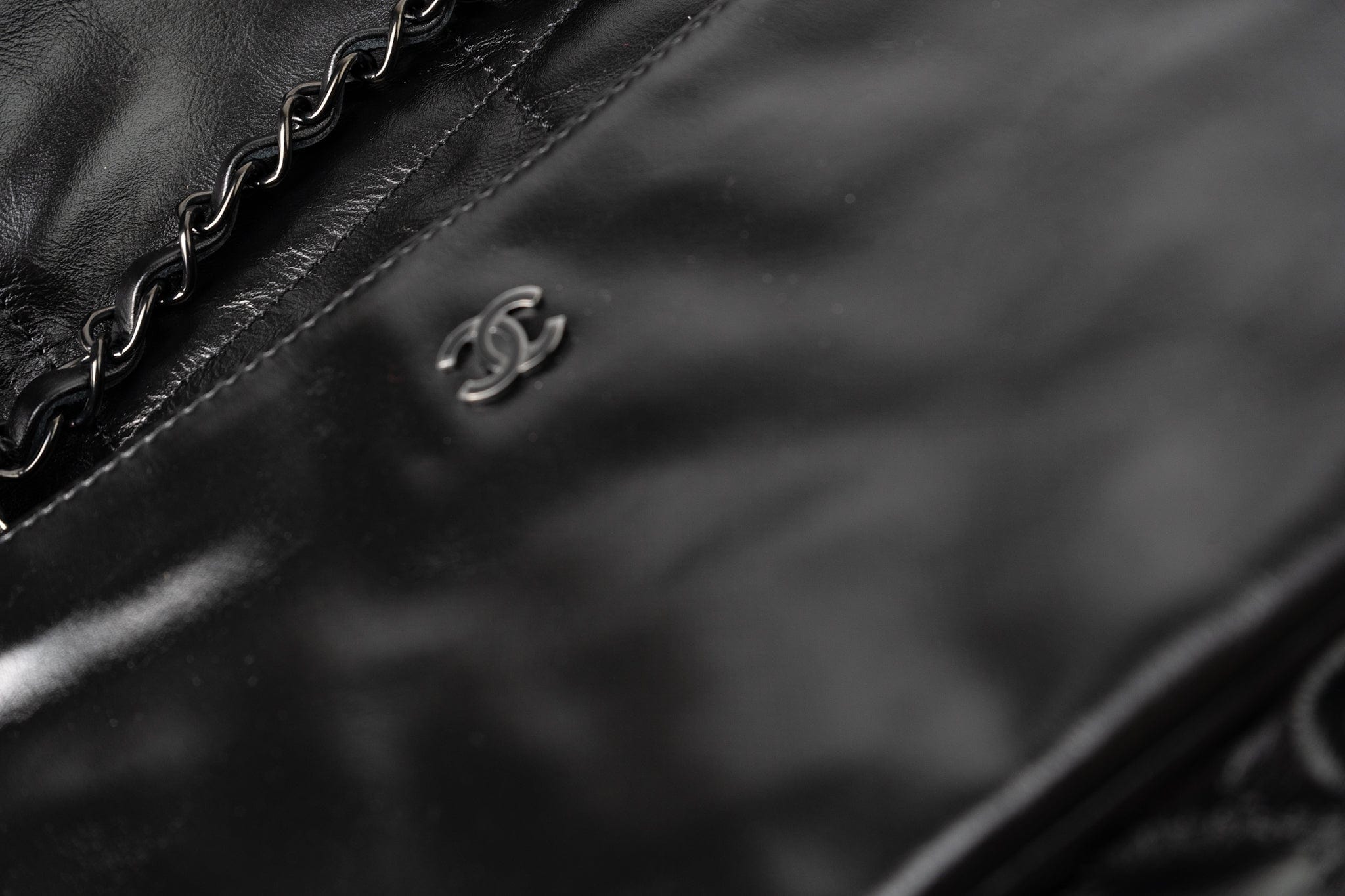 CHANEL Handbag So Black Calfskin Quilted Drawstring 22 Bag medium Black Hardware - Redeluxe