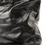 CHANEL Handbag So Black Calfskin Quilted Drawstring 22 Bag medium Black Hardware - Redeluxe