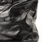 CHANEL Handbag So Black Calfskin Quilted Drawstring 22 Bag medium Black Hardware - Redeluxe