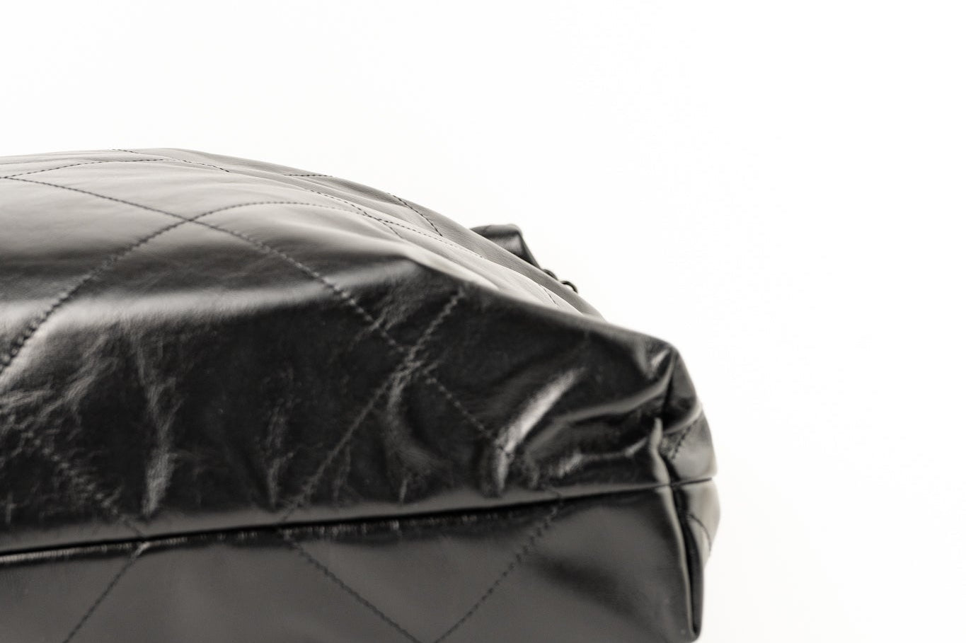 CHANEL Handbag So Black Calfskin Quilted Drawstring 22 Bag medium Black Hardware - Redeluxe