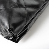 CHANEL Handbag So Black Calfskin Quilted Drawstring 22 Bag medium Black Hardware - Redeluxe