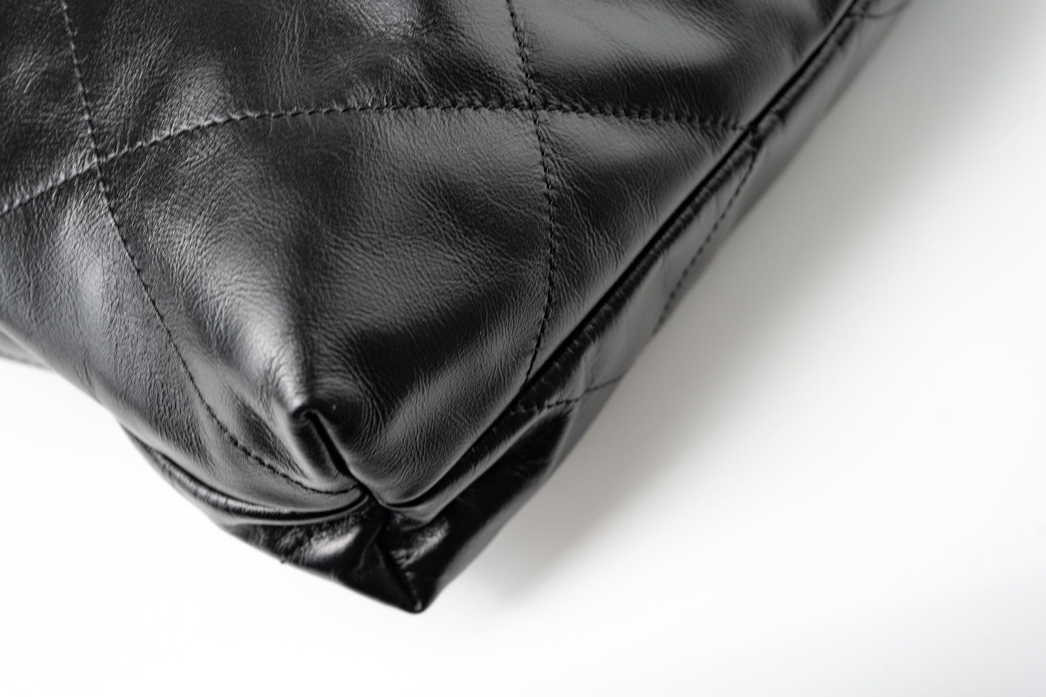 CHANEL Handbag So Black Calfskin Quilted Drawstring 22 Bag medium Black Hardware - Redeluxe
