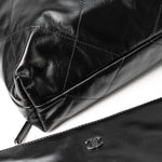 CHANEL Handbag So Black Calfskin Quilted Drawstring 22 Bag medium Black Hardware - Redeluxe