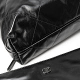 CHANEL Handbag So Black Calfskin Quilted Drawstring 22 Bag medium Black Hardware - Redeluxe