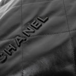 CHANEL Handbag So Black Calfskin Quilted Drawstring 22 Bag medium Black Hardware - Redeluxe