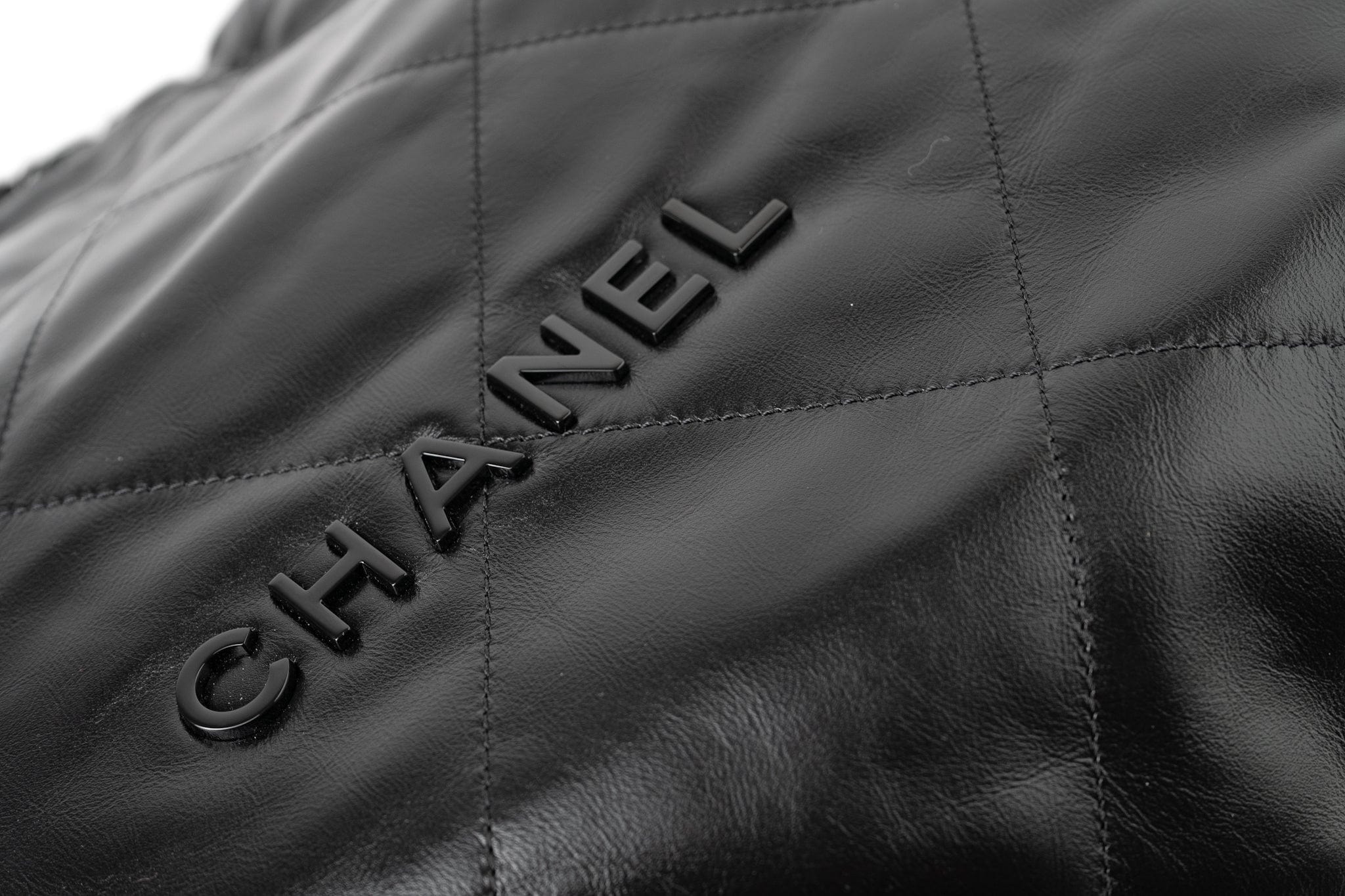 CHANEL Handbag So Black Calfskin Quilted Drawstring 22 Bag medium Black Hardware - Redeluxe