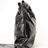 CHANEL Handbag So Black Calfskin Quilted Drawstring 22 Bag medium Black Hardware - Redeluxe