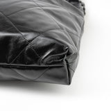 CHANEL Handbag So Black Calfskin Quilted Drawstring 22 Bag medium Black Hardware - Redeluxe