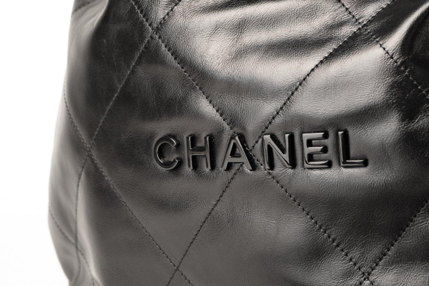 CHANEL Handbag So Black Calfskin Quilted Drawstring 22 Bag medium Black Hardware - Redeluxe