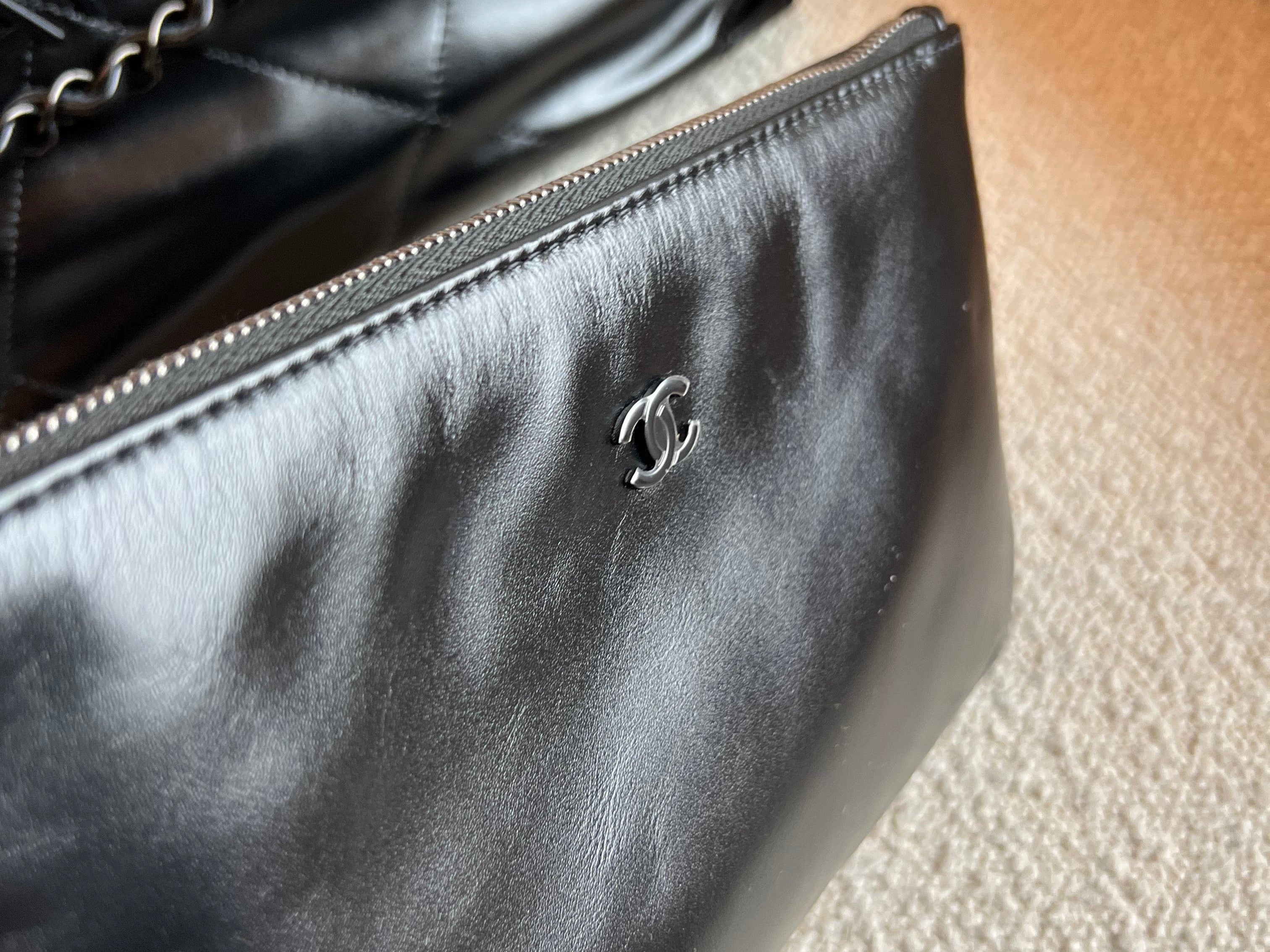 CHANEL Handbag So Black Calfskin Quilted Drawstring 22 Bag small Black Hardware - Redeluxe