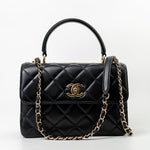 CHANEL Handbag Trendy CC Black Lambskin Black Lambskin Quilted Small Light Gold Hardware - Redeluxe