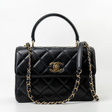 CHANEL Handbag Trendy CC Black Lambskin Black Lambskin Quilted Small Light Gold Hardware - Redeluxe