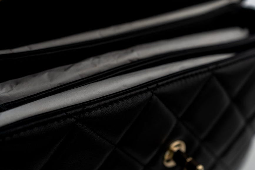 CHANEL Handbag Trendy CC Black Lambskin Black Lambskin Quilted Small Light Gold Hardware - Redeluxe