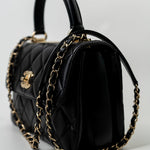 CHANEL Handbag Trendy CC Black Lambskin Black Lambskin Quilted Small Light Gold Hardware - Redeluxe