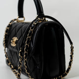 CHANEL Handbag Trendy CC Black Lambskin Black Lambskin Quilted Small Light Gold Hardware - Redeluxe