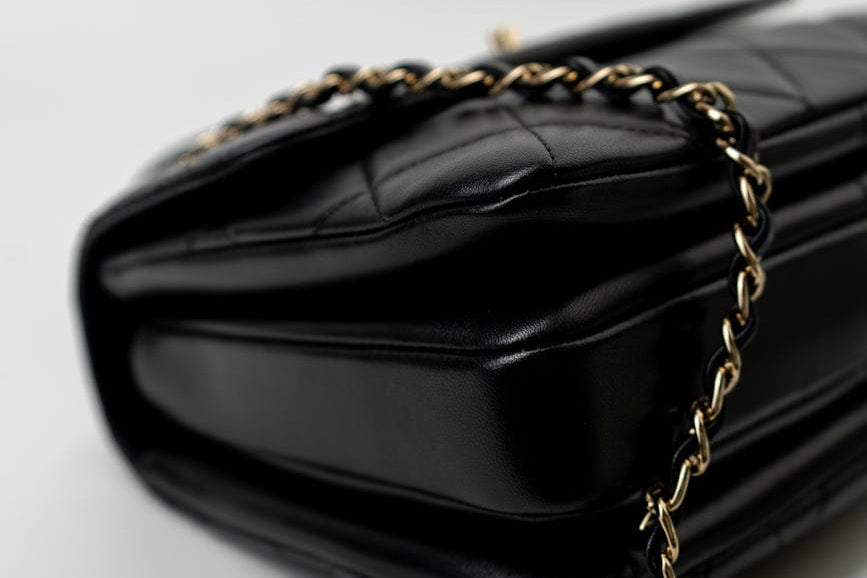 CHANEL Handbag Trendy CC Black Lambskin Black Lambskin Quilted Small Light Gold Hardware - Redeluxe