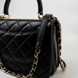 CHANEL Handbag Trendy CC Black Lambskin Black Lambskin Quilted Small Light Gold Hardware - Redeluxe
