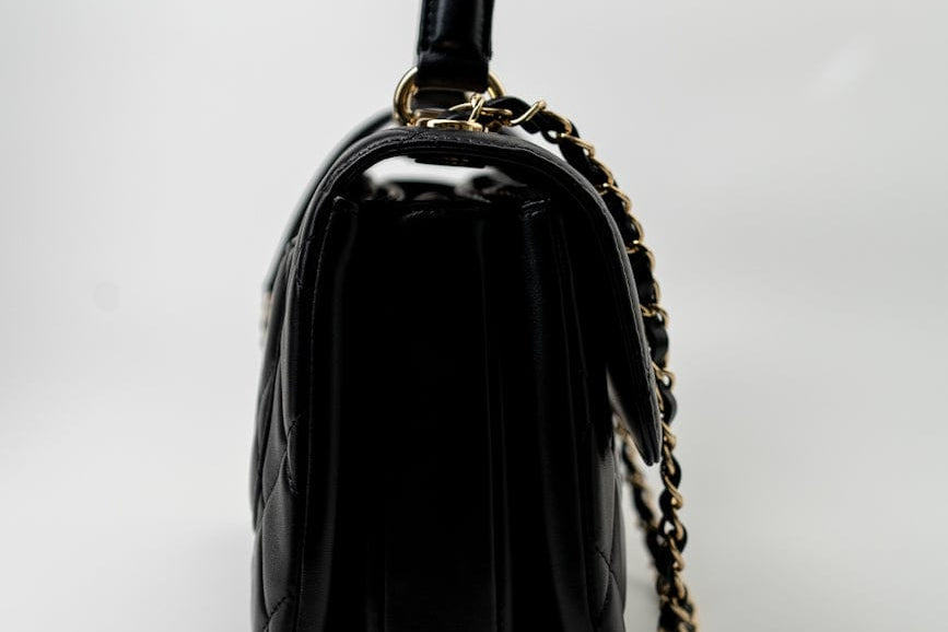 CHANEL Handbag Trendy CC Black Lambskin Black Lambskin Quilted Small Light Gold Hardware - Redeluxe