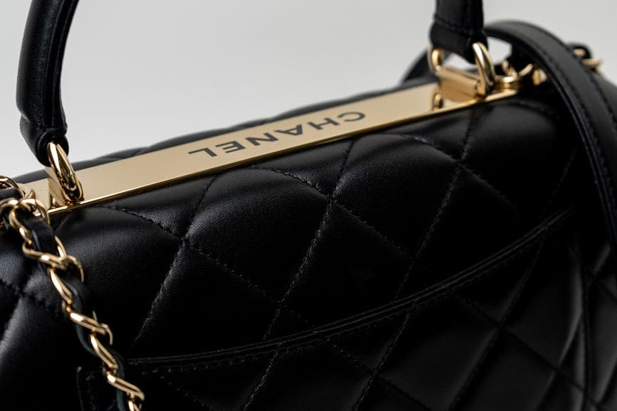 CHANEL Handbag Trendy CC Black Lambskin Black Lambskin Quilted Small Light Gold Hardware - Redeluxe