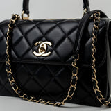 CHANEL Handbag Trendy CC Black Lambskin Black Lambskin Quilted Small Light Gold Hardware - Redeluxe