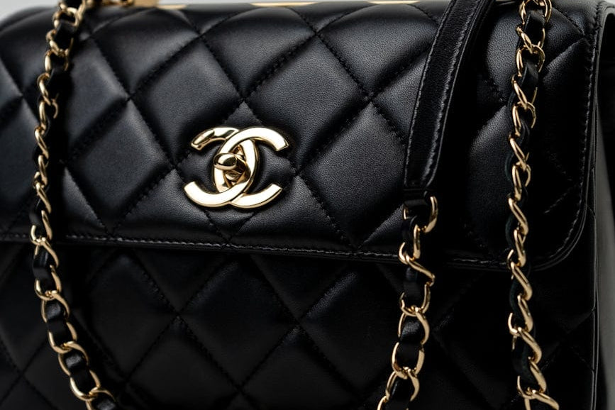 CHANEL Handbag Trendy CC Black Lambskin Black Lambskin Quilted Small Light Gold Hardware - Redeluxe