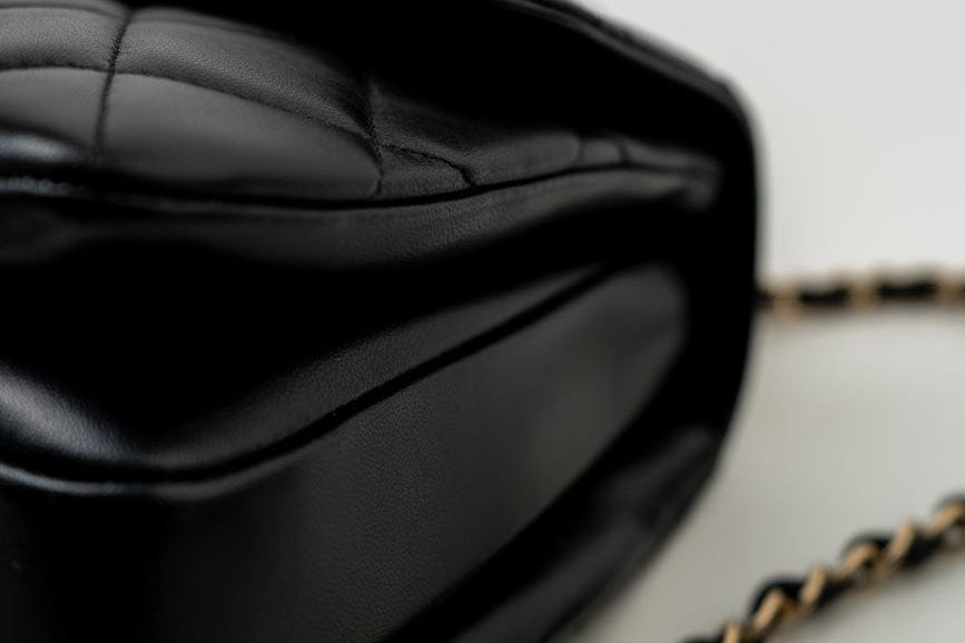 CHANEL Handbag Trendy CC Black Lambskin Black Lambskin Quilted Small Light Gold Hardware - Redeluxe