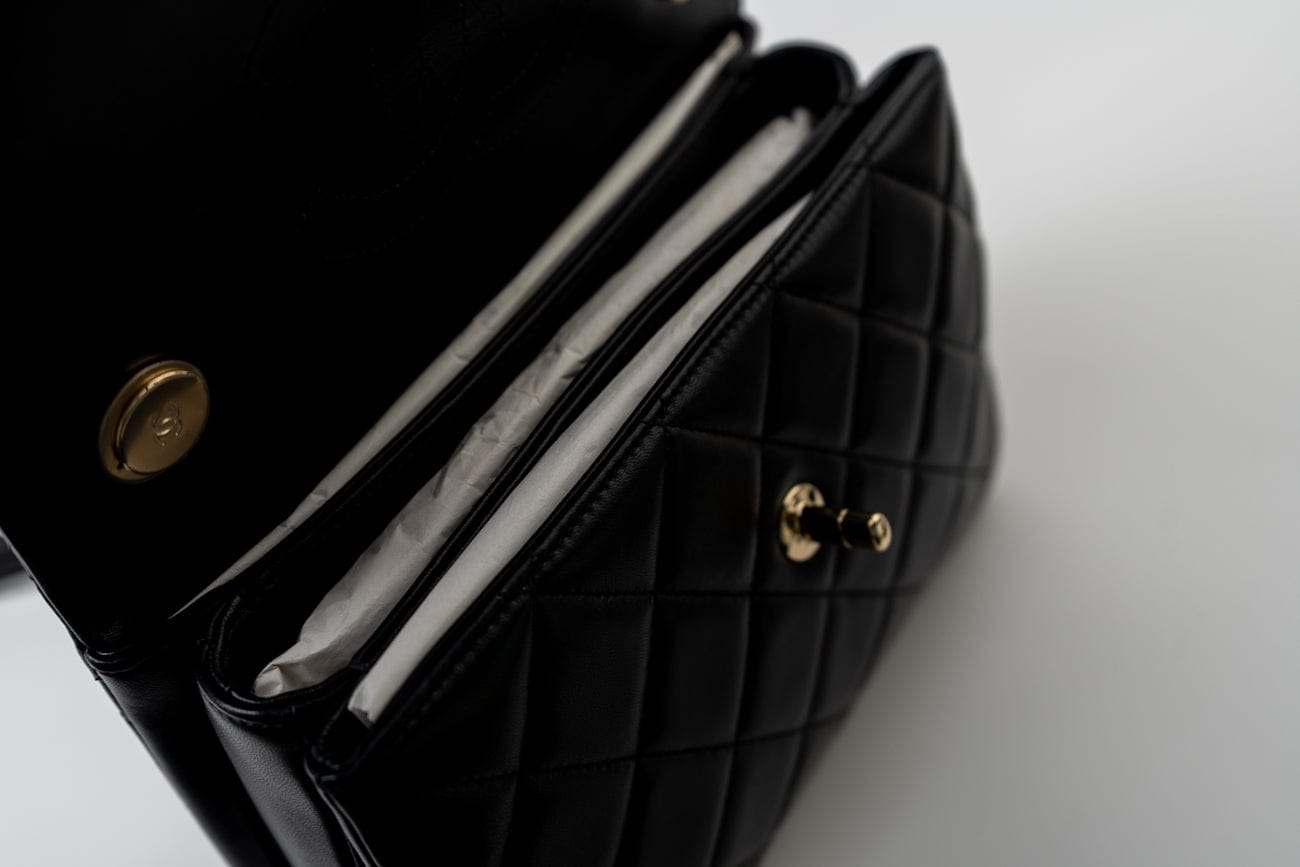 CHANEL Handbag Trendy CC Black Lambskin Black Lambskin Quilted Small Light Gold Hardware - Redeluxe