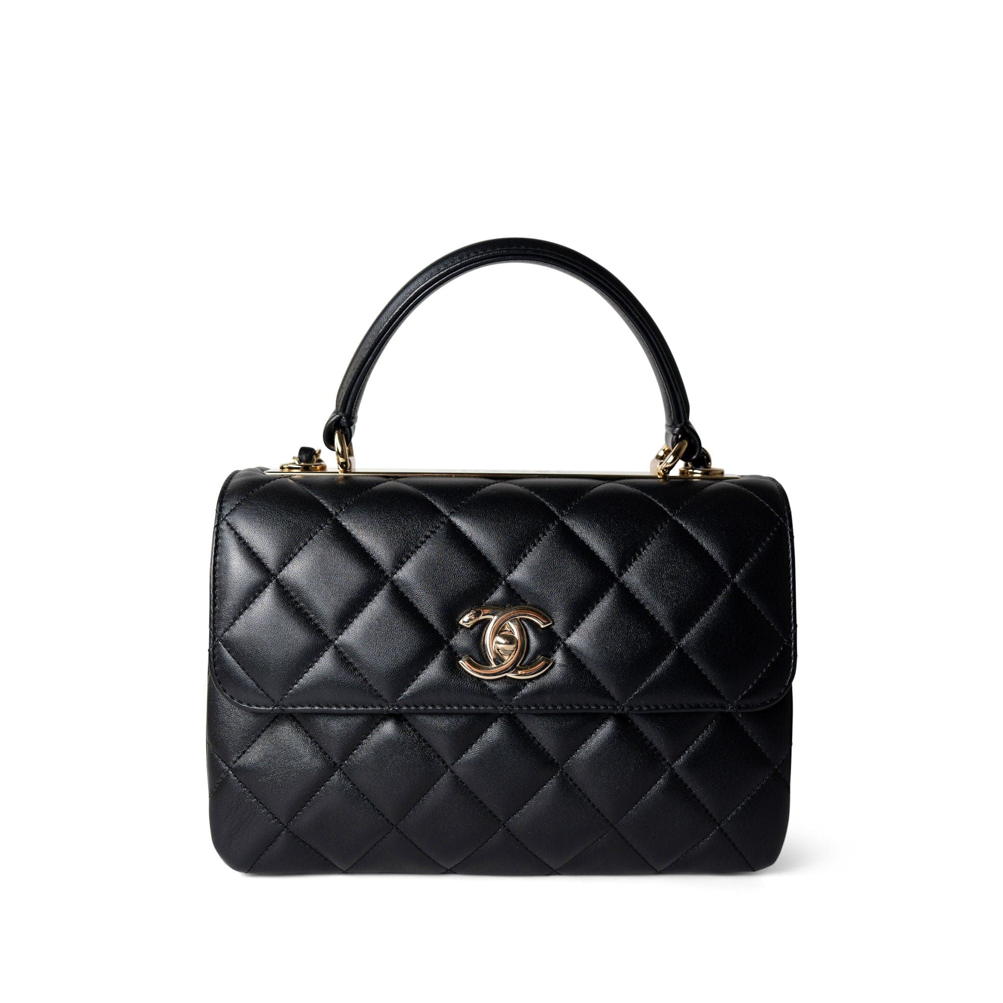 CHANEL Handbag Trendy CC / Black Trendy CC Black Lambskin Quilted Small Light Gold Hardware - Redeluxe