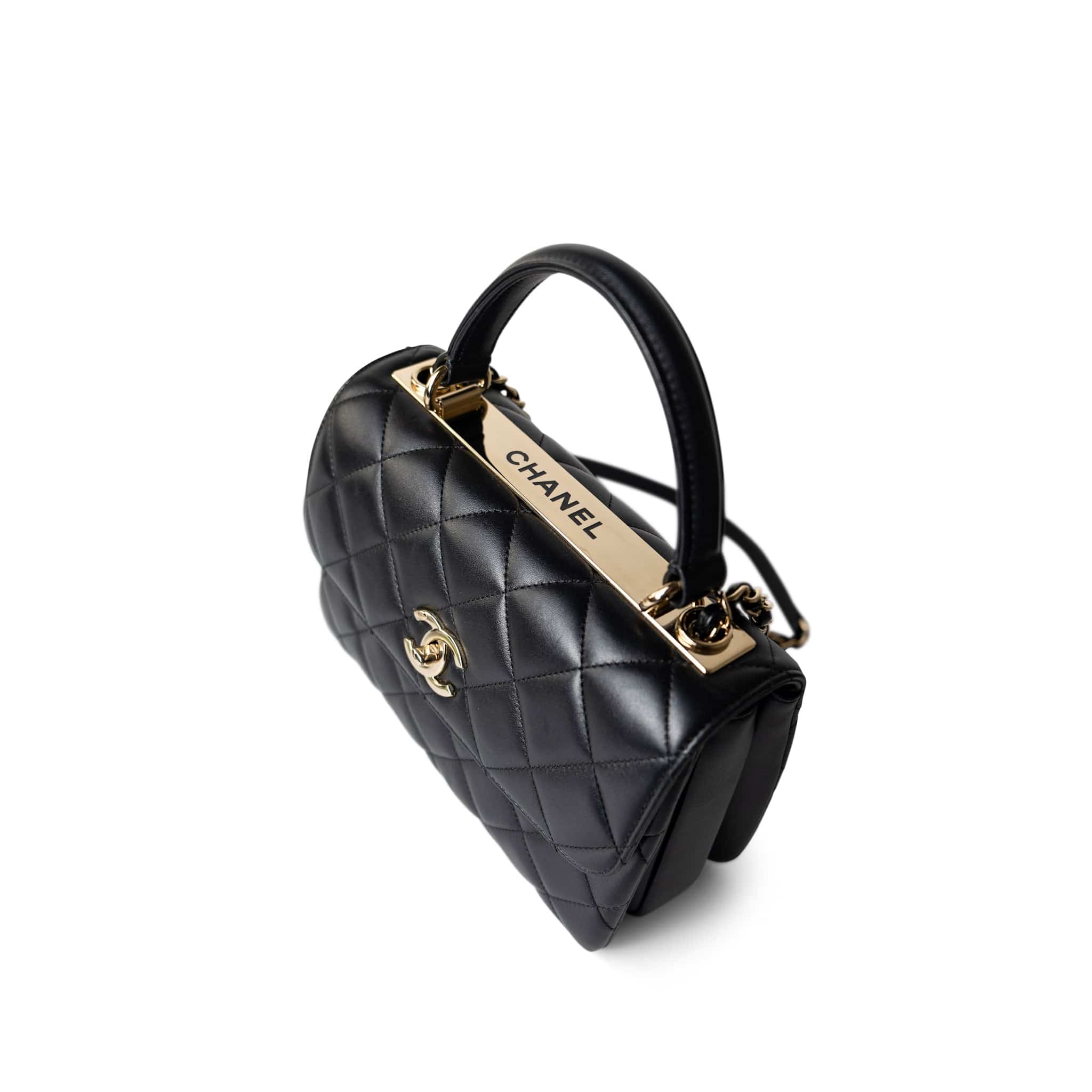 CHANEL Handbag Trendy CC / Black Trendy CC Black Lambskin Quilted Small Light Gold Hardware - Redeluxe