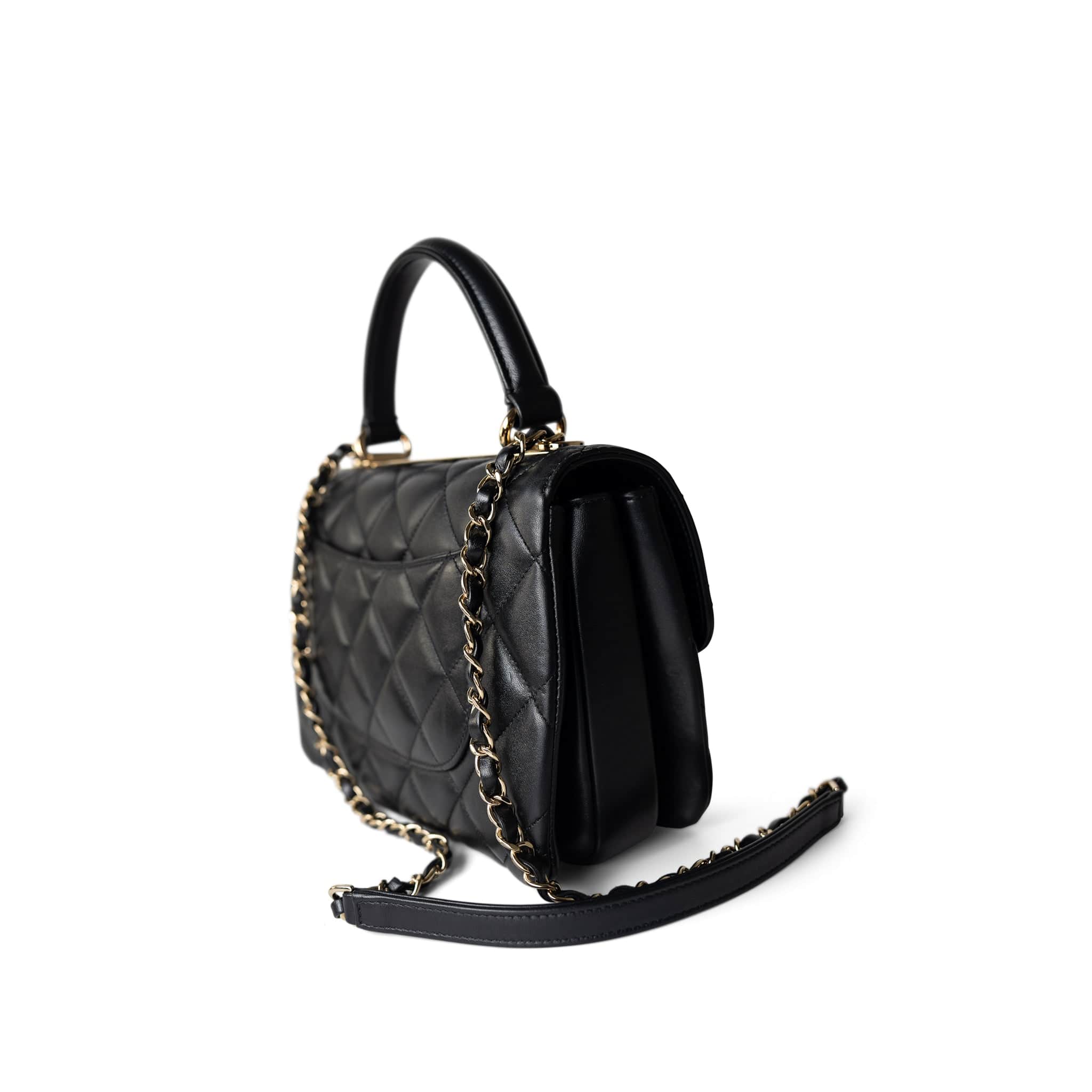 CHANEL Handbag Trendy CC / Black Trendy CC Black Lambskin Quilted Small Light Gold Hardware - Redeluxe