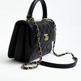 CHANEL Handbag Trendy CC Small Black Lambskin Quilted LGHW - Redeluxe