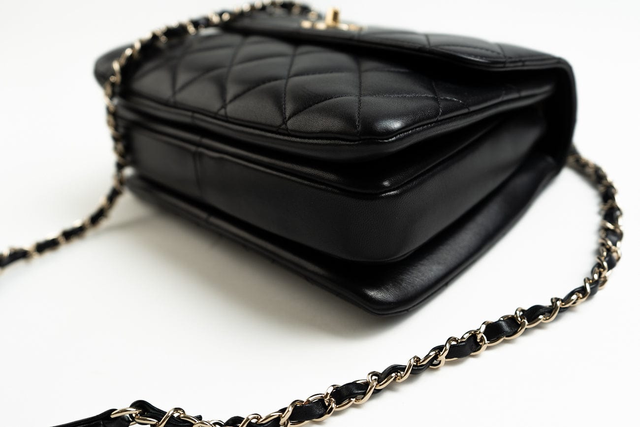 CHANEL Handbag Trendy CC Small Black Lambskin Quilted LGHW - Redeluxe