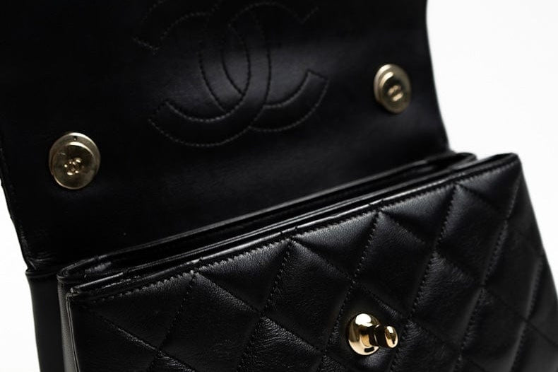 CHANEL Handbag Trendy CC Small Black Lambskin Quilted LGHW - Redeluxe