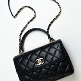 CHANEL Handbag Trendy CC Small Black Lambskin Quilted LGHW - Redeluxe