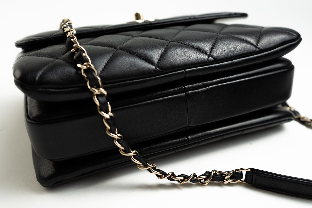 CHANEL Handbag Trendy CC Small Black Lambskin Quilted LGHW - Redeluxe